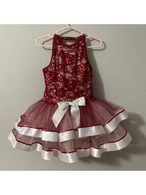 Revolution Burgundy and White Formal Girls Ballet Fluffy Tutu Dress Child SC